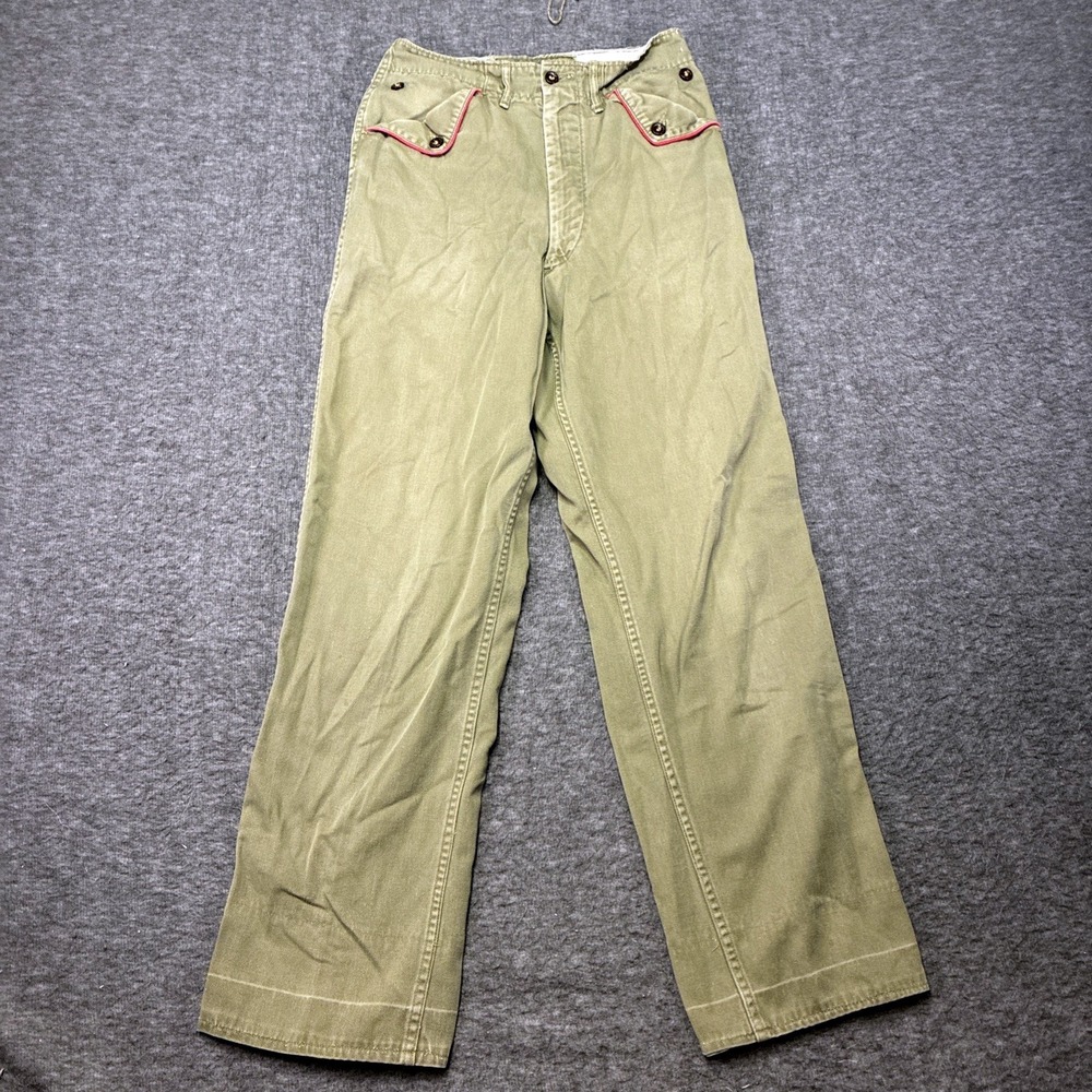 Vintage Boy Scouts of America Pants Youth 22x27 Green Red Trim Talon 50s 60s